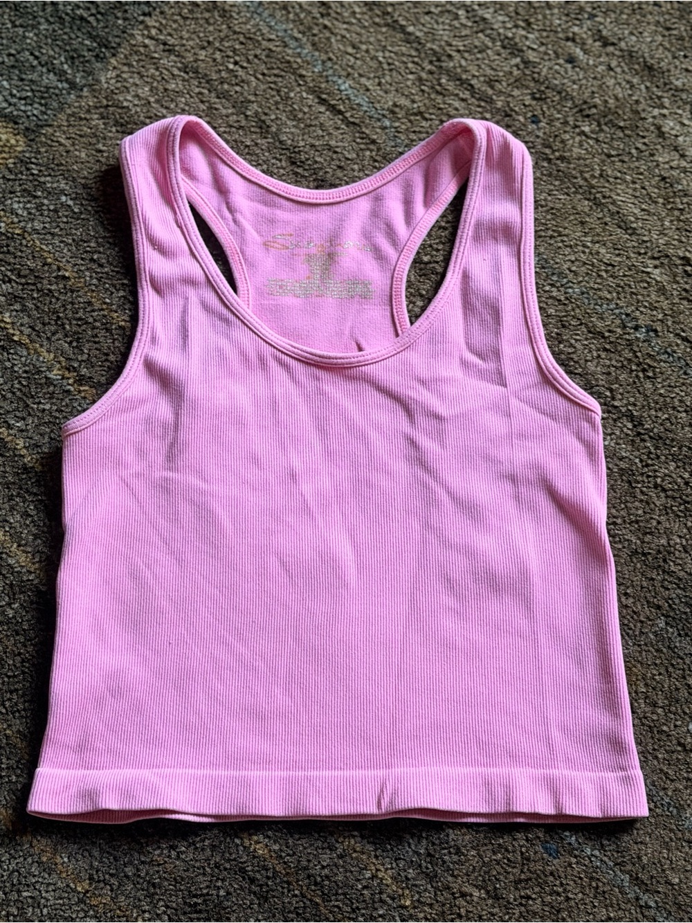 Pink Ribbed Racerback Tank Top